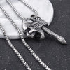 HNSP Axe Skull Pendant Necklace For Men Male Punk Style 2022 New