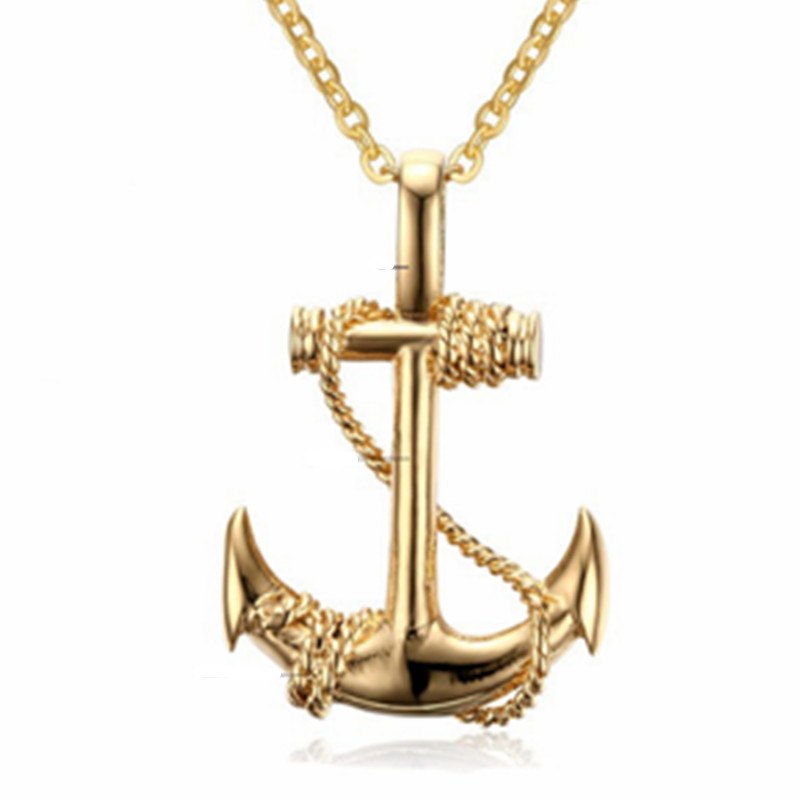 Classic Anchor Pendant Necklaces For Men Male Gold Silver color Link Chain Fashion jewelry