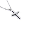 HNSP Goth Flame Cross Pendant ，3MM Stainless Steel Chain Necklace For Men Women Neck Grunge Gothic Style Gift