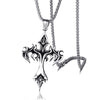 HNSP Goth Flame Cross Pendant ，3MM Stainless Steel Chain Necklace For Men Women Neck Grunge Gothic Style Gift