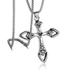 HNSP Goth Flame Cross Pendant ，3MM Stainless Steel Chain Necklace For Men Women Neck Grunge Gothic Style Gift