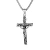 HNSP Goth Flame Cross Pendant ，3MM Stainless Steel Chain Necklace For Men Women Neck Grunge Gothic Style Gift