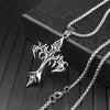 HNSP Goth Flame Cross Pendant ，3MM Stainless Steel Chain Necklace For Men Women Neck Grunge Gothic Style Gift