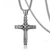 HNSP Goth Flame Cross Pendant ，3MM Stainless Steel Chain Necklace For Men Women Neck Grunge Gothic Style Gift
