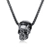HNSP Gothic Skull Pendant 3MM Stainless Steel Chain Necklace For Men Women Neck Punk Halloween Jewelry