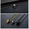 HNSP Gothic Skull Pendant 3MM Stainless Steel Chain Necklace For Men Women Neck Punk Halloween Jewelry