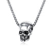 HNSP Gothic Skull Pendant 3MM Stainless Steel Chain Necklace For Men Women Neck Punk Halloween Jewelry
