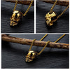 HNSP Gothic Skull Pendant 3MM Stainless Steel Chain Necklace For Men Women Neck Punk Halloween Jewelry