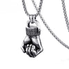 HNSP Punk Sportsman Dumbbell Power Hand Necklace Pendant For Men