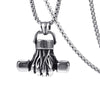 HNSP Punk Sportsman Dumbbell Power Hand Necklace Pendant For Men