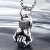 HNSP Punk Sportsman Dumbbell Power Hand Necklace Pendant For Men