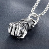 HNSP Punk Sportsman Dumbbell Power Hand Necklace Pendant For Men
