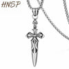 HNSP Punk Sword Cross Necklace Pendant For Men Boy Vintage Jewelry 50 cm Stainless Steel Chain