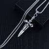 HNSP Punk Sword Cross Necklace Pendant For Men Boy Vintage Jewelry 50 cm Stainless Steel Chain