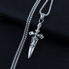 HNSP Punk Sword Cross Necklace Pendant For Men Boy Vintage Jewelry 50 cm Stainless Steel Chain