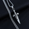 HNSP Punk Sword Cross Necklace Pendant For Men Boy Vintage Jewelry 50 cm Stainless Steel Chain