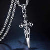 HNSP Punk Sword Cross Necklace Pendant For Men Boy Vintage Jewelry 50 cm Stainless Steel Chain
