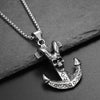 HNSP Skull Anchor Pendant  Necklace For Men Male Punk Style