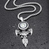 HNSP Viking Compass Eye of Horus Cross Chain Pendant Necklace For Men Male Neck Punk Gothic Jewelry