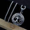 HNSP Viking Tree Life Round Pendant Stainless Steel Chain Necklace For Men Male Neck Punk Gothic Jewelry