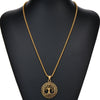 HNSP Viking Tree Life Round Pendant Stainless Steel Chain Necklace For Men Male Neck Punk Gothic Jewelry