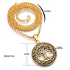 HNSP Viking Tree Life Round Pendant Stainless Steel Chain Necklace For Men Male Neck Punk Gothic Jewelry