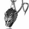 HNSP Viking Wolf Pendant Necklace For Men Chain Neck Male Goth Punk Jewelry Gift