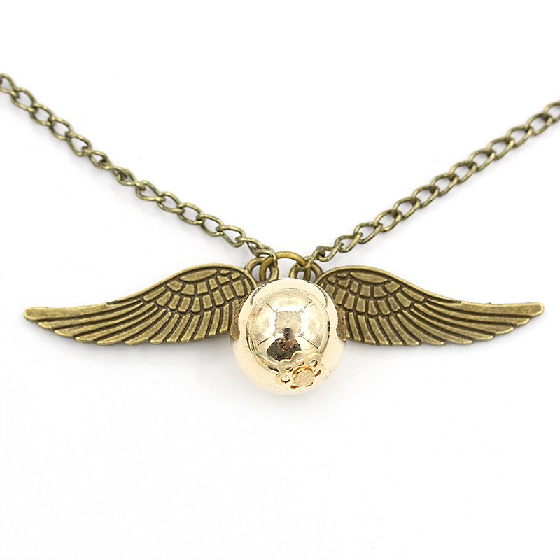 Fashion Harry P Necklace Men Vintage Style Angel Wing Charm Golden Snitch Pendent Necklace For Men Necklace