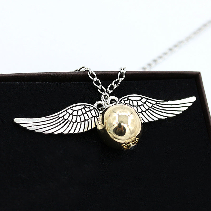 Fashion Harry P Necklace Men Vintage Style Angel Wing Charm Golden Snitch Pendent Necklace For Men Necklace