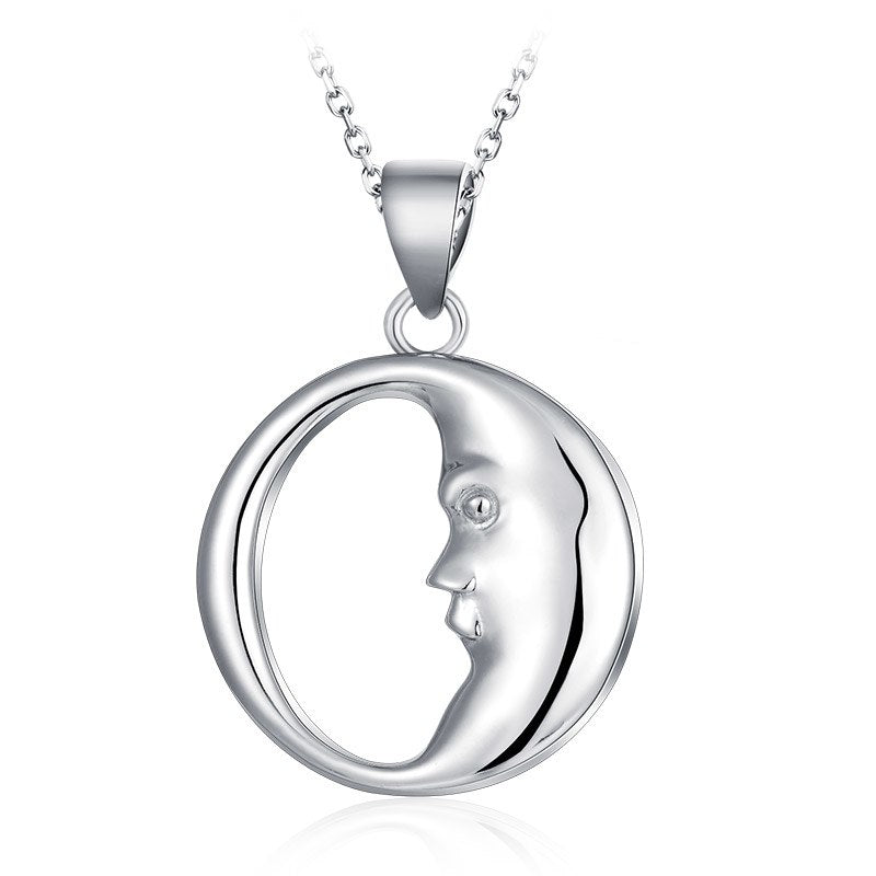 2020 Anime 100% 925 Sterling Silver Moon Face Pendant Choker Necklace Fine Jewelry For Women Girls Christmas Gift collier
