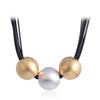 Leather Chokers Gold And Silver Polishing Three Bib Ball Maxi Necklaces & Pendants For Women Statement Jewelry