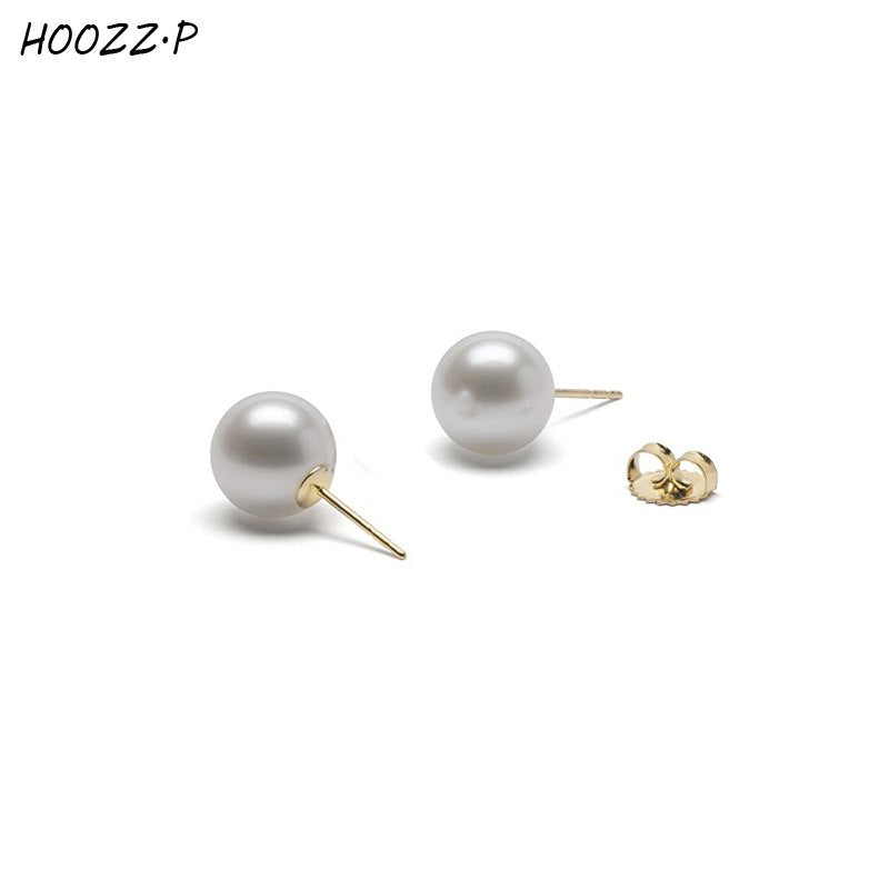 Handpicked High Quality Luster 6-7mm Round White Cultured Pearl Stud Earrings for Women