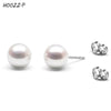 Handpicked High Quality Luster 7-8mm Round Cultured Pearl White Gold Stud Earrings for Women