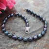 11-13MM NATURAL SOUTH SEA BAROQUE BLACK PEARL NECKLACE 18 INCH Leopard Clasp
