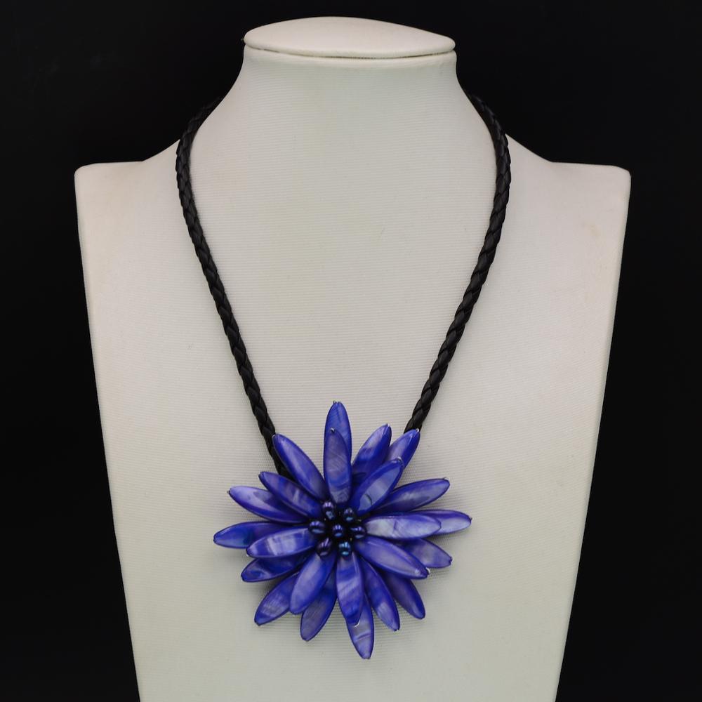 2021 Projection Blue Shell Flower Choker Necklace Necklaces for Women
