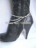 BY-140 WOMEN LOVED SILVER CHAIN BOOT STRAP 3 ROWS RHINESTONES STRANDS HEELS BOOTS CHAIMING ANKLE CHAIN NECKLACE JAEWELRY