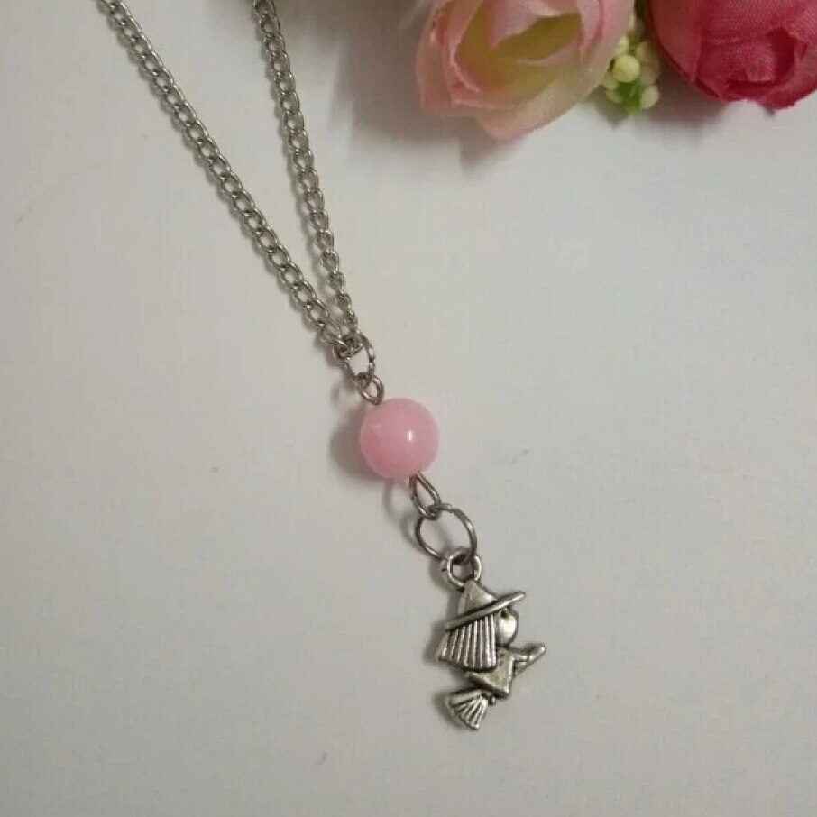 Jewelry Summer style Vintage &quot;Riding Broom Witch&quot;Charms Mix Beads Pendant Statement Necklace Gift X318
