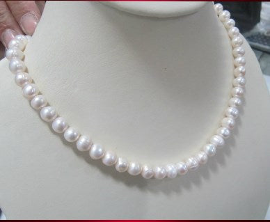 HOT PROMOTION FREE SHIPPING 45cm Long White Real Pearl Costume Jewelry, 8-9mm Size Natural Pearl Necklace+