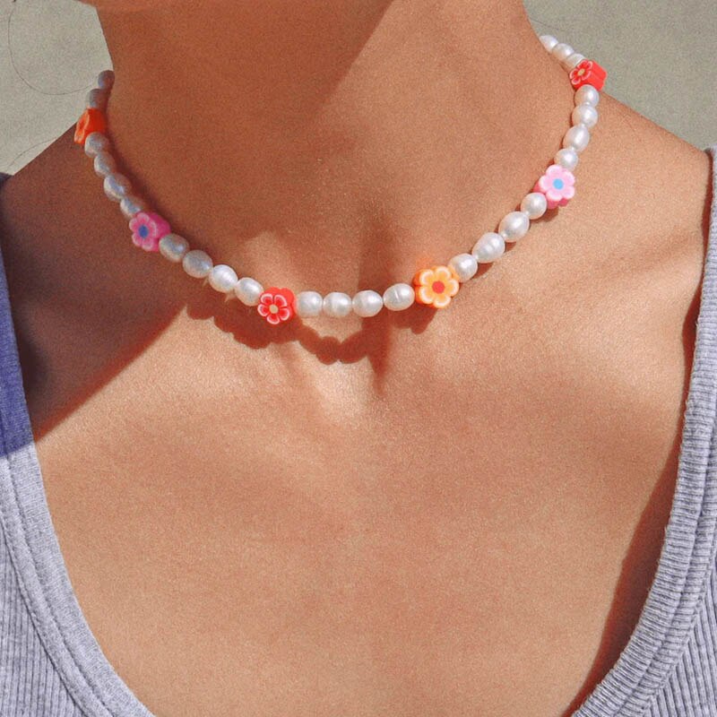 Real Pearl Choker Necklaces Flower Star Beaded Summer Beach Necklace For Women Jewelry 2022 Beads Collier Accesorios