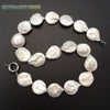 large size baroque button coin shape natural freshwater pearls white color choker necklace fine jewelry for every clothes