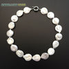 large size baroque button coin shape natural freshwater pearls white color choker necklace fine jewelry for every clothes
