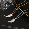 Horn Tooth Stainless Steel Pendant Necklace For Woman Gold Silvery Cute CZ Zircon Summer Trendy Necklaces Jewelry