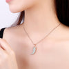 Horn Tooth Stainless Steel Pendant Necklace For Woman Gold Silvery Cute CZ Zircon Summer Trendy Necklaces Jewelry
