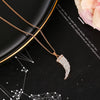 Horn Tooth Stainless Steel Pendant Necklace For Woman Gold Silvery Cute CZ Zircon Summer Trendy Necklaces Jewelry