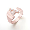 HQD Adjustable Open Finger Ring Gold Silvey CZ Crystal Initials A Rings for Women 2022 Jewelry