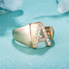 HQD Adjustable Open Finger Ring Gold Silvey CZ Crystal Initials A Rings for Women 2022 Jewelry