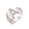 HQD Adjustable Open Finger Ring Gold Silvey CZ Crystal Initials A Rings for Women 2022 Jewelry
