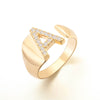 HQD Adjustable Open Finger Ring Gold Silvey CZ Crystal Initials A Rings for Women 2022 Jewelry
