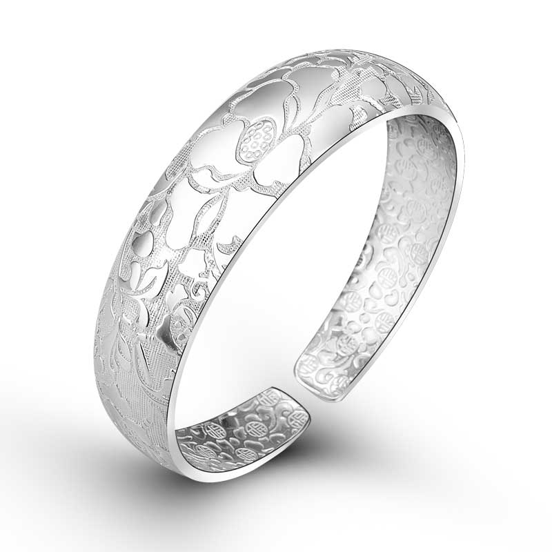 S999 fine pure silver lotus flower opening adjustable sterling ethnic anniversary women gift bracelets