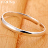 brand designer fine 999 silver smith silver bracelet women's gift Jewellery opening smooth simple brief silver bracelets